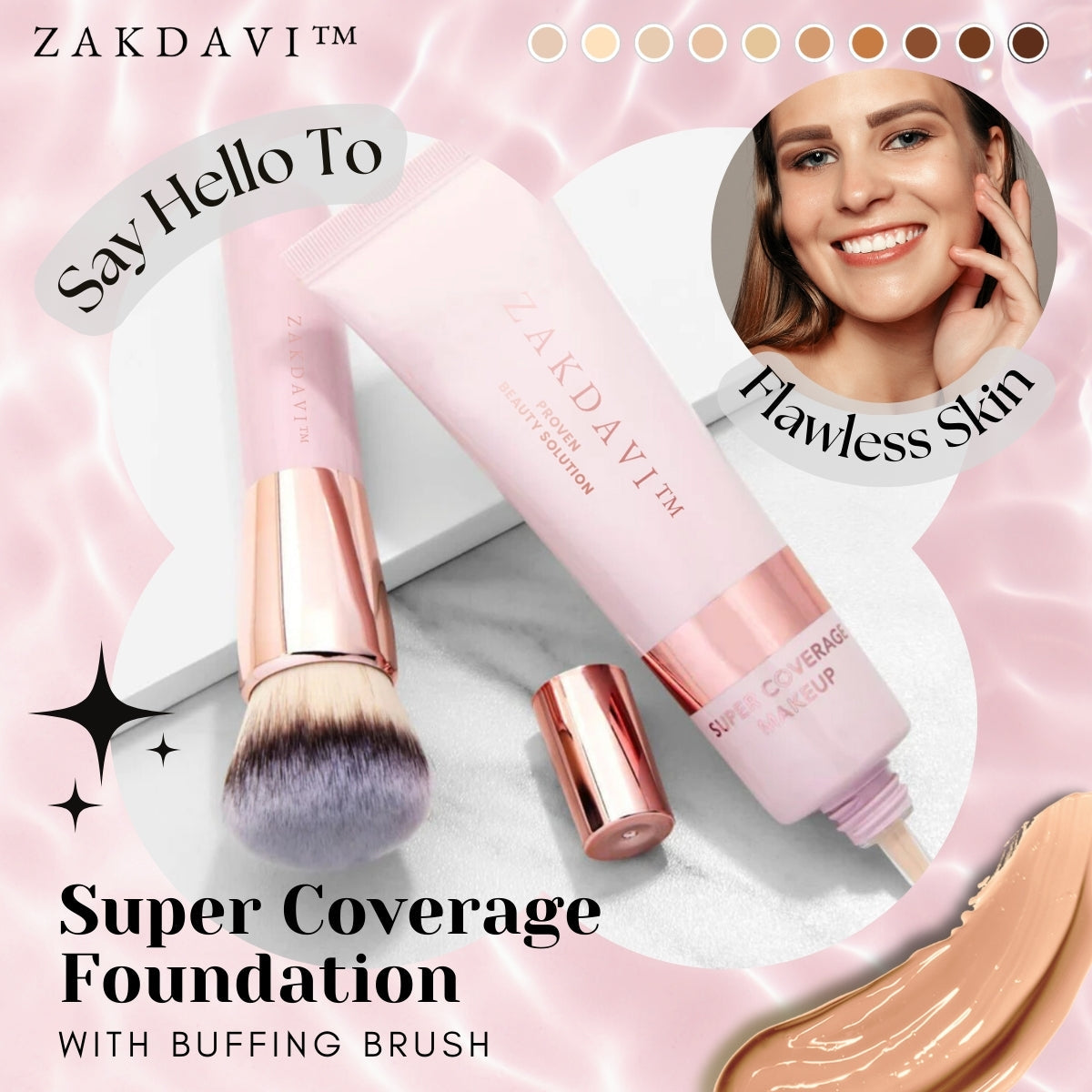 Zakdavi™ Super Coverage Foundation with Buffing Brush✨